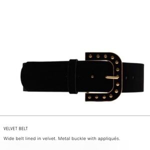 Zara Black Velvet Belt with Gold Studded Buckle